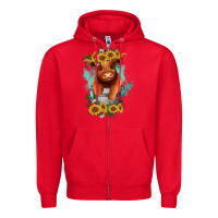 Red baby cow in a bucket Zipper Hoodie - RanaPortraitStore