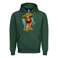 Sports Green baby cow in a bucket Zipper Hoodie - RanaPortraitStore