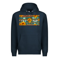 Navy aztec sunflower cowhide license plate Premium Hoodie - Artiststas