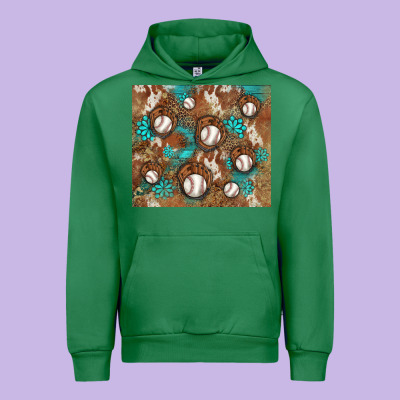 Baseball Turquoise Gemstones Western Patterns Urban Hoodie Designed By Barkaloodesign