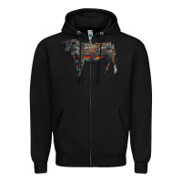 Black black angus bull with western patterns Zipper Hoodie - RanaPortraitStore