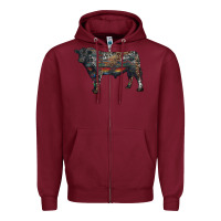 Burgundy black angus bull with western patterns Zipper Hoodie - RanaPortraitStore