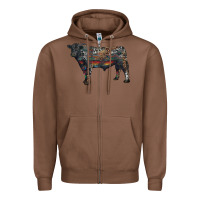 Chestnut black angus bull with western patterns Zipper Hoodie - RanaPortraitStore