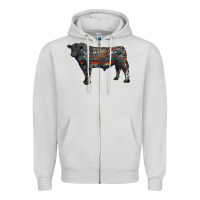 Dove Grey black angus bull with western patterns Zipper Hoodie - RanaPortraitStore