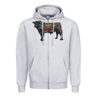 Heather Grey black angus bull with western patterns Zipper Hoodie - RanaPortraitStore