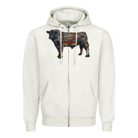 Oatmeal Heather black angus bull with western patterns Zipper Hoodie - RanaPortraitStore