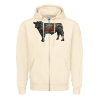 Sandshell black angus bull with western patterns Zipper Hoodie - RanaPortraitStore