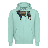 Seafoam black angus bull with western patterns Zipper Hoodie - RanaPortraitStore