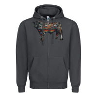 Smoke black angus bull with western patterns Zipper Hoodie - RanaPortraitStore