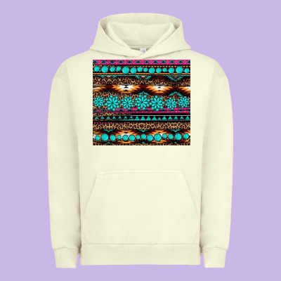 Leopard Aztec Turquoise Jewelry Urban Hoodie Designed By Barkaloodesign