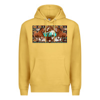 Antique Gold aztec horses and wild with cowhide license plate template Premium Hoodie - Artiststas