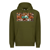 Army Green aztec horses and wild with cowhide license plate template Premium Hoodie - Artiststas