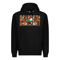 Aztec Horses And Wild With Cowhide License Plate Template Premium Hoodie | Teevron