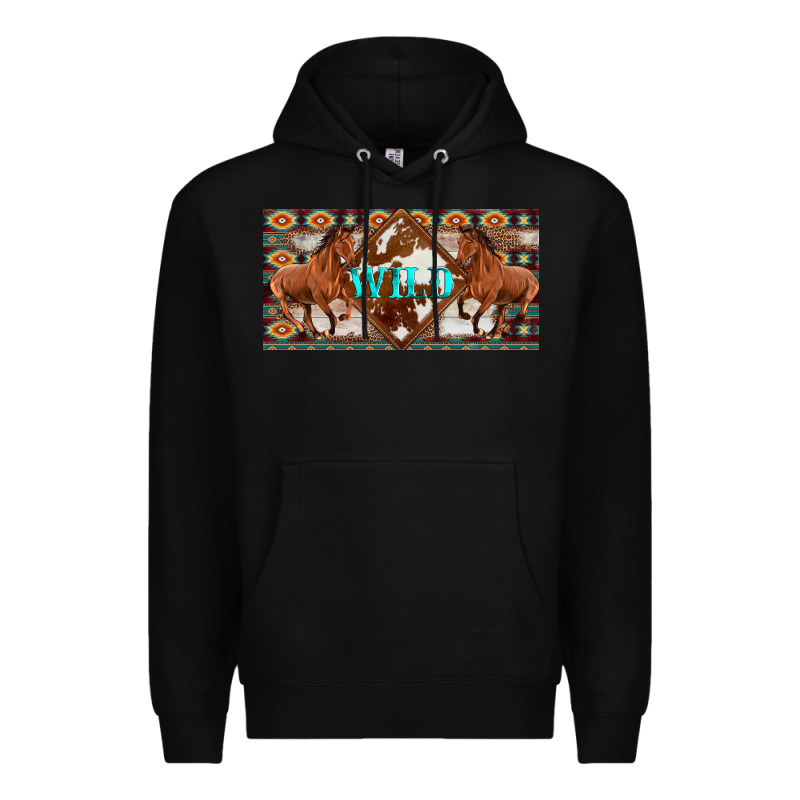 Aztec Horses And Wild With Cowhide License Plate Template Premium Hoodie by Artiststas | Teevron