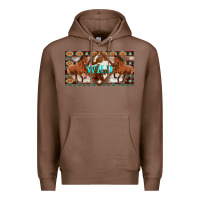 Chestnut aztec horses and wild with cowhide license plate template Premium Hoodie - Artiststas