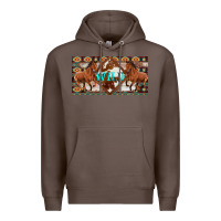 Coffee aztec horses and wild with cowhide license plate template Premium Hoodie - Artiststas