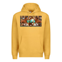 Mustard aztec horses and wild with cowhide license plate template Premium Hoodie - Artiststas