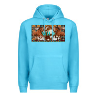 Ocean Blue aztec horses and wild with cowhide license plate template Premium Hoodie - Artiststas
