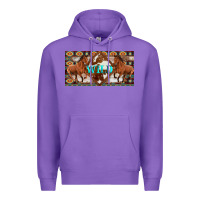 Purple aztec horses and wild with cowhide license plate template Premium Hoodie - Artiststas