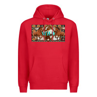 Red aztec horses and wild with cowhide license plate template Premium Hoodie - Artiststas