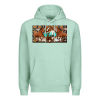 Seafoam aztec horses and wild with cowhide license plate template Premium Hoodie - Artiststas