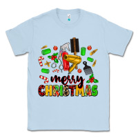 Dusty Blue merry christmas hair Classic Tee - MaliasSmallBusiness