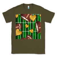 Army Green american football field and hearts seamless pattern Classic Tee - BundleAndBundleShop