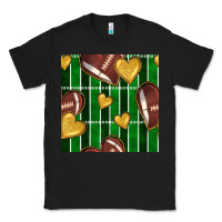 Black american football field and hearts seamless pattern Classic Tee - BundleAndBundleShop