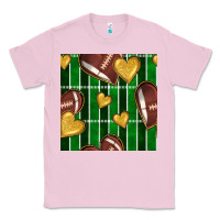 Bubblegum Pink american football field and hearts seamless pattern Classic Tee - BundleAndBundleShop