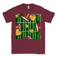 Burgundy american football field and hearts seamless pattern Classic Tee - BundleAndBundleShop