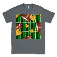 Charcoal Heather american football field and hearts seamless pattern Classic Tee - BundleAndBundleShop