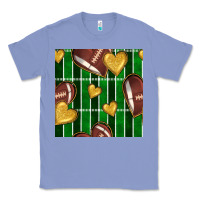 Colony Blue american football field and hearts seamless pattern Classic Tee - BundleAndBundleShop