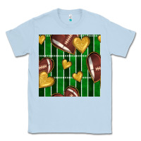 Dusty Blue american football field and hearts seamless pattern Classic Tee - BundleAndBundleShop