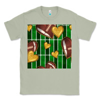 Matcha american football field and hearts seamless pattern Classic Tee - BundleAndBundleShop
