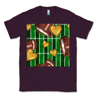 Plum american football field and hearts seamless pattern Classic Tee - BundleAndBundleShop