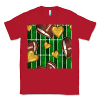 Red american football field and hearts seamless pattern Classic Tee - BundleAndBundleShop
