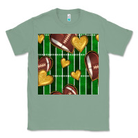 Sage american football field and hearts seamless pattern Classic Tee - BundleAndBundleShop
