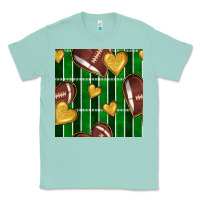 Seafoam american football field and hearts seamless pattern Classic Tee - BundleAndBundleShop