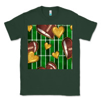 Sports Green american football field and hearts seamless pattern Classic Tee - BundleAndBundleShop