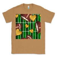 Toasted Coconut american football field and hearts seamless pattern Classic Tee - BundleAndBundleShop