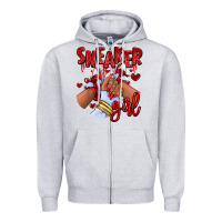 Heather Grey red sneaker girl afro woman Zipper Hoodie - RanaPortraitStore
