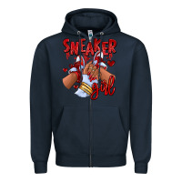 Navy red sneaker girl afro woman Zipper Hoodie - RanaPortraitStore
