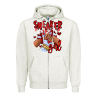 Oatmeal Heather red sneaker girl afro woman Zipper Hoodie - RanaPortraitStore
