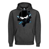 Charcoal Heather ninja kid Zipper Hoodie - Unal Design