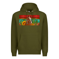 Army Green aztec horse cactus and sunflowers license plate template Premium Hoodie - Artiststas