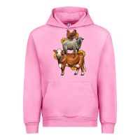 Fuchsia Pink farm animals stack Urban Hoodie - LillyAllenDesigns