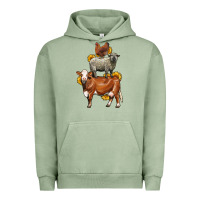 Pigment Oil Green farm animals stack Urban Hoodie - LillyAllenDesigns