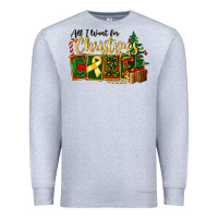 Heather Grey all i want for christmas is cure childhood cancer Premium Sweatshirt - FaDigitalArtStudio