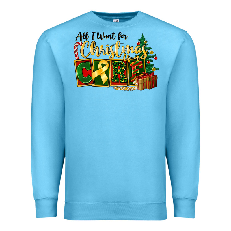 All I Want For Christmas Is Cure Childhood Cancer Premium Sweatshirt by FaDigitalArtStudio | Teevron