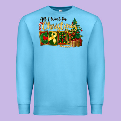 All I Want For Christmas Is Cure Childhood Cancer Premium Sweatshirt Designed By Fadigitalartstudio